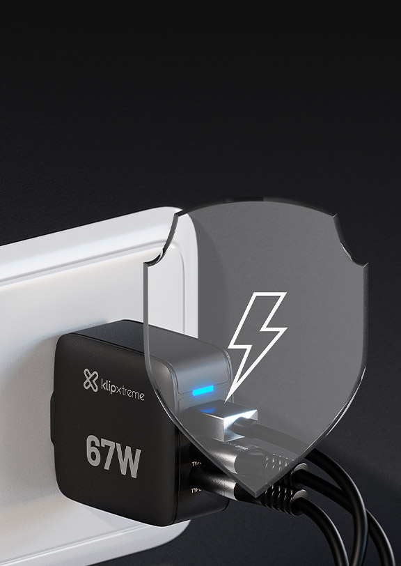 PowerWall 67 | Cargador de pared GaN de 3 puertos y 67W - KMC-500