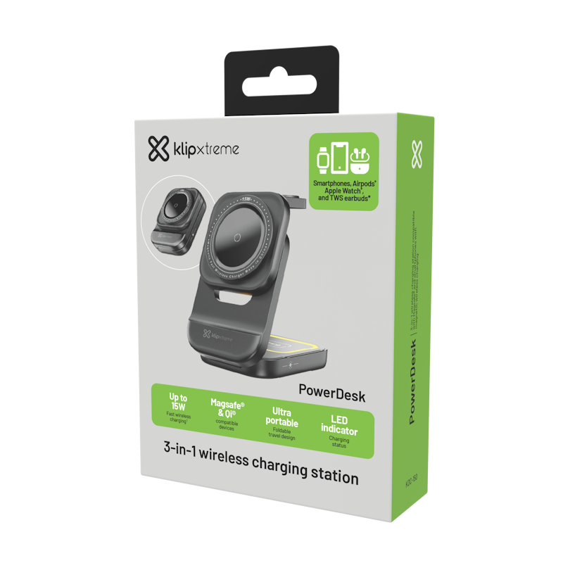 Klip Xtreme KDC-150-2 KX Wireless Charger KDC-150 3in1 Smartphn-earbuds-AppleWatch