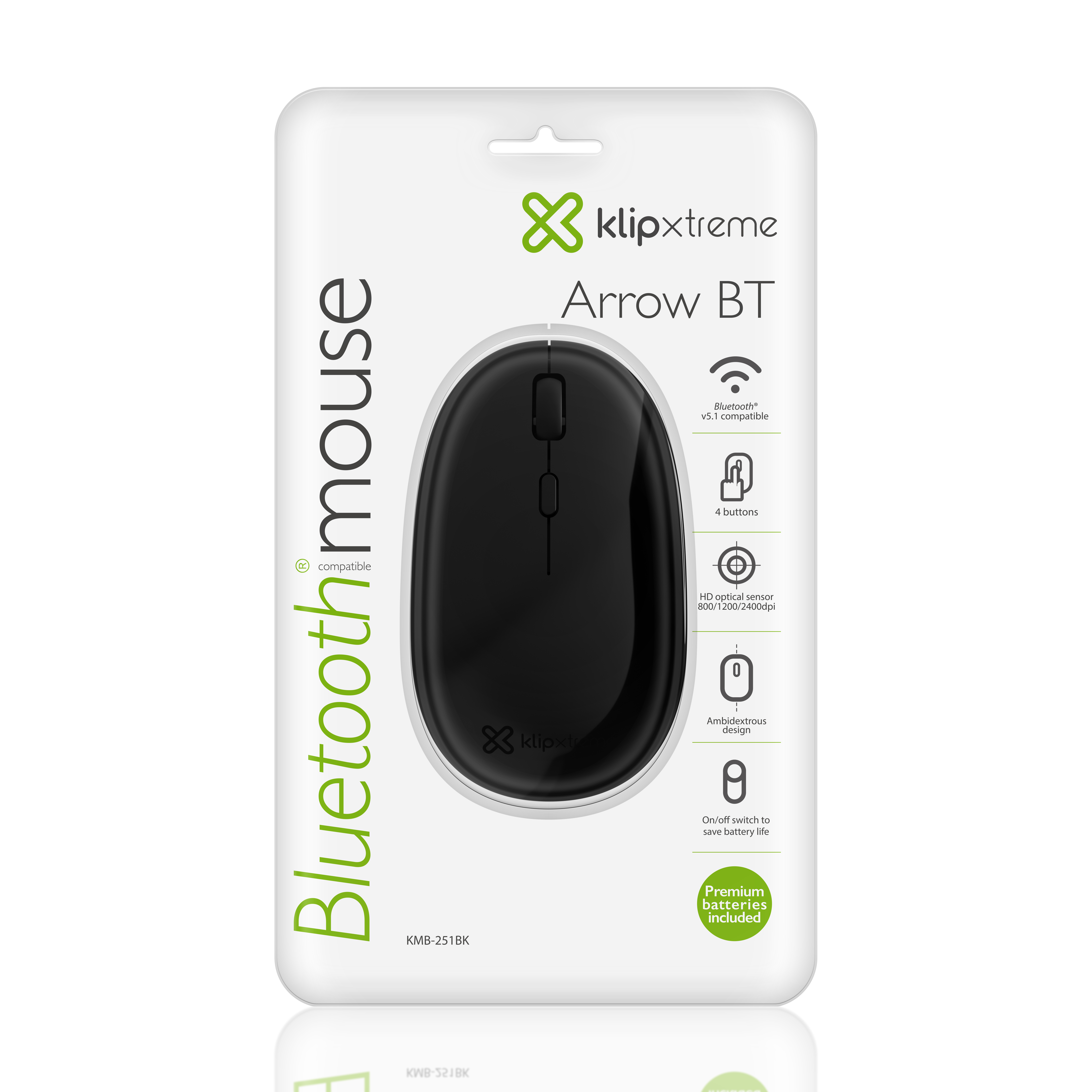 Mouse Inalámbrico Klip Xtreme Arrow BT KMB-251BK, Bluetooth