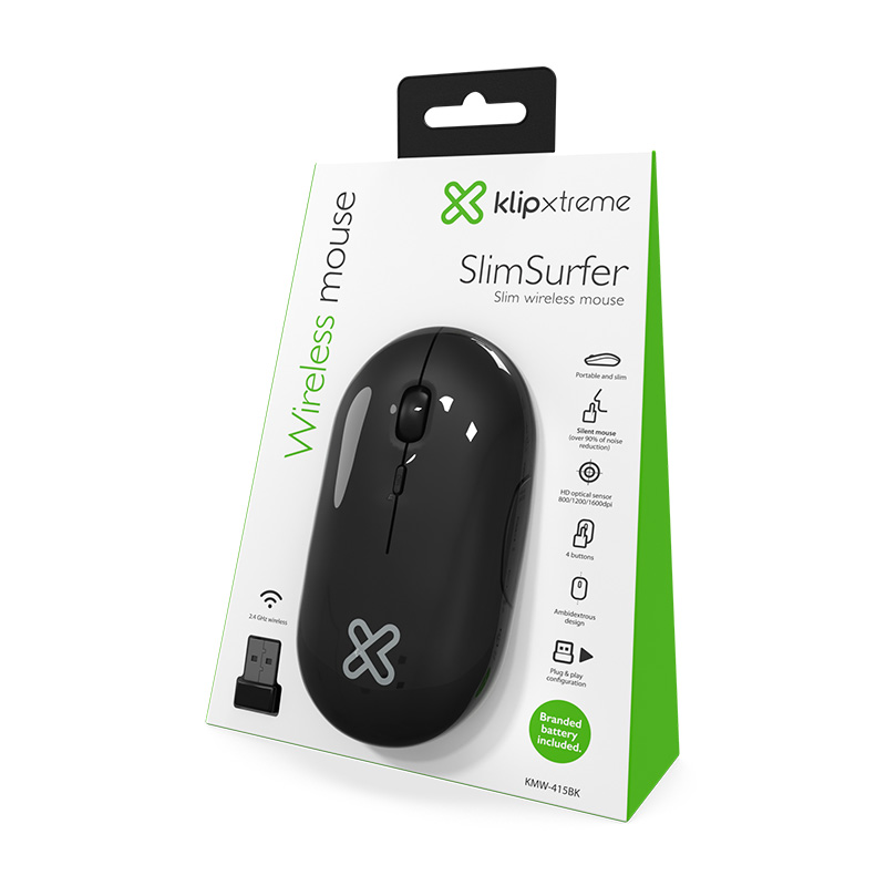 SlimSurfer | Mouse inalámbrico delgado - KMW-415 | Klipxtreme